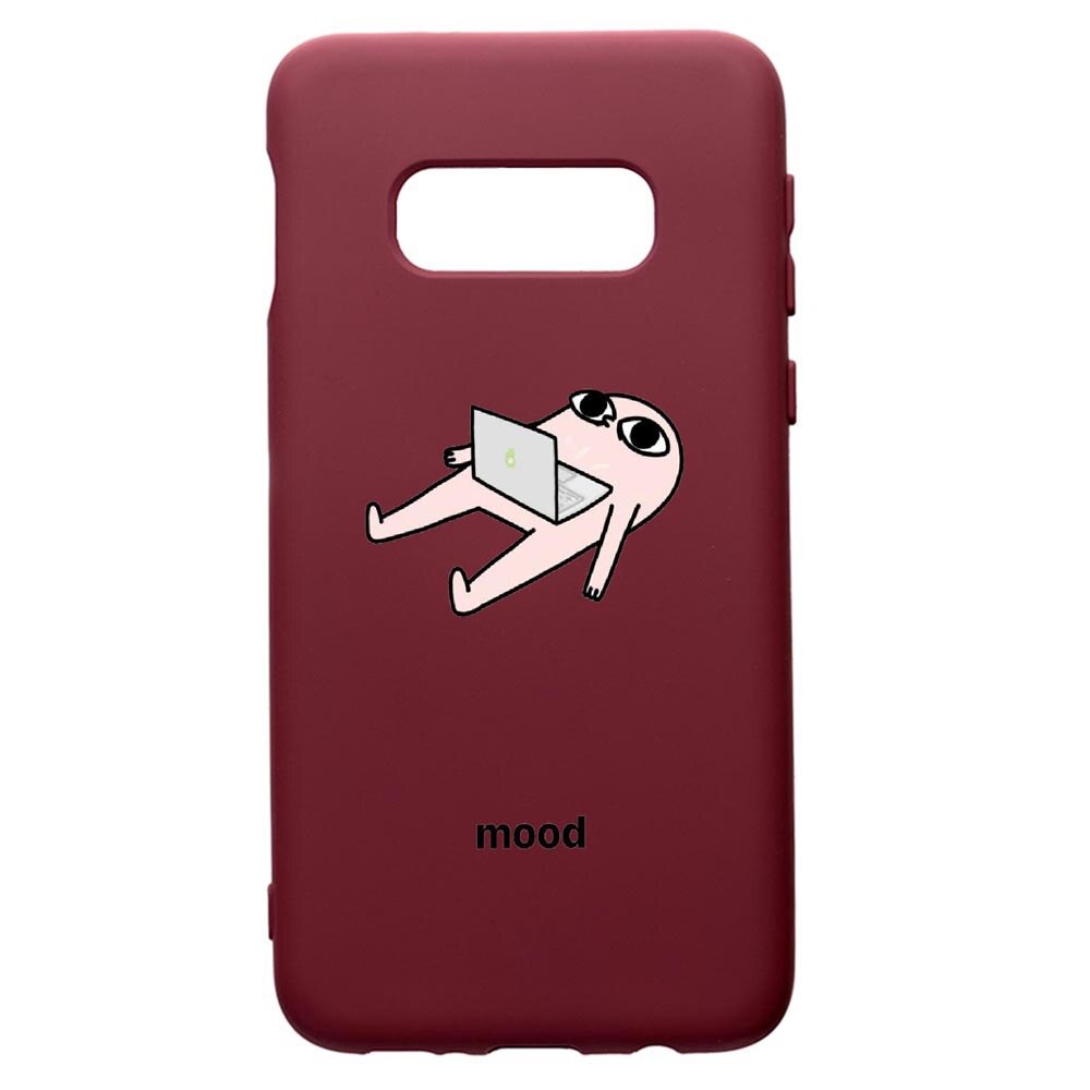 Husa Premium Silicon compatibila cu Samsung Galaxy S10E, Meme, cu interiorul din material textil, protectie camera, Burgundy, PBR659