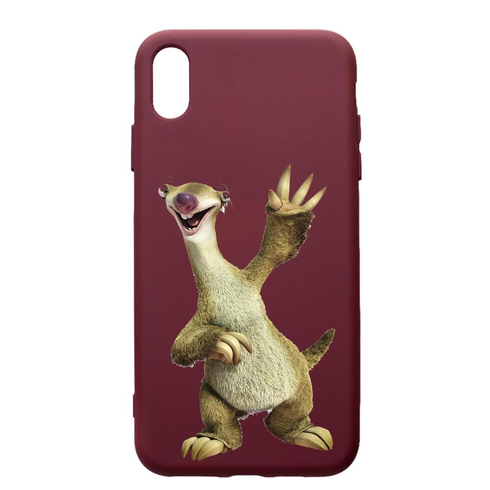 Husa Premium TPU compatibila cu Samsung Galaxy A10, Ice Age Sid, cu interiorul din material textil, protectie camera, Burgundy, PBR24