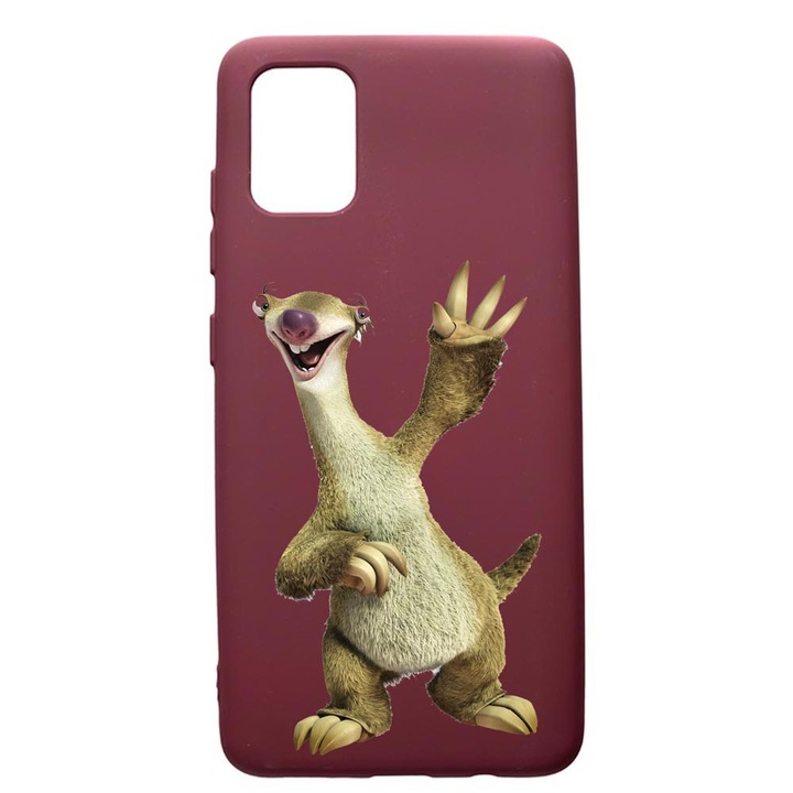 Husa Premium TPU compatibila cu Apple iPhone 12 Pro Max, Ice Age Sid, cu interiorul din material textil, protectie camera, Burgundy, PBR24