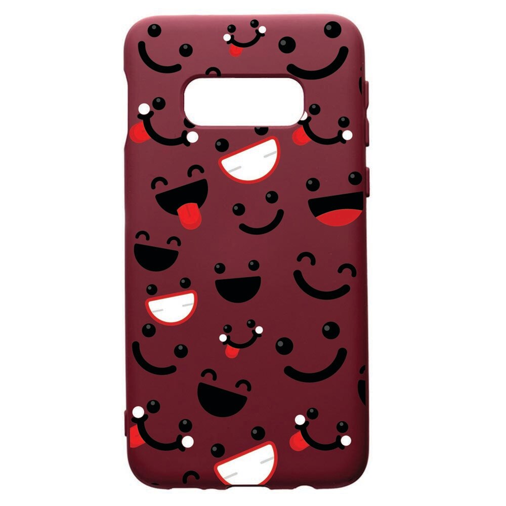 Husa Premium TPU compatibila cu Samsung Galaxy S10E, Emotions, cu interiorul din material textil, protectie camera, Burgundy, PBR32