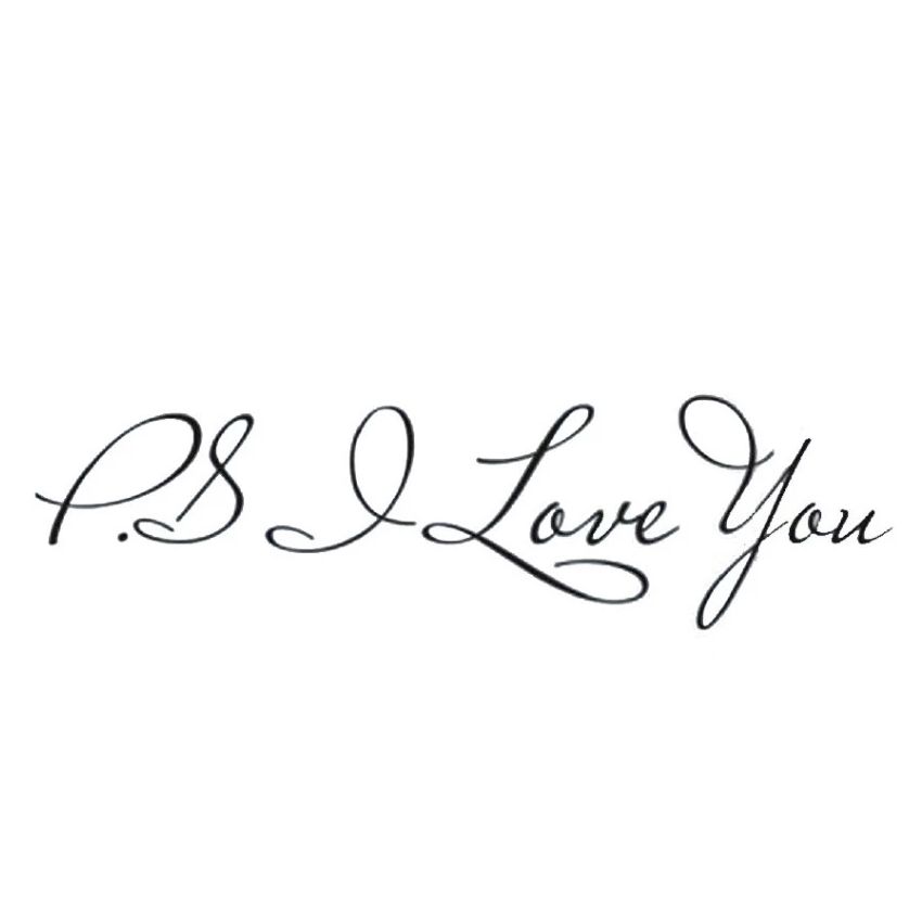 Sticker decorativ cu mesaj, PS I Love You, 15x57 cm, culoare negru