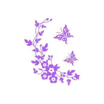 Sticker decorativ 3D cu Flori si fluturasi, 28 x 34 cm, culoare mov Sticker decorativ 3D cu Flori si fluturasi, 28 x 34 cm, culoare mov