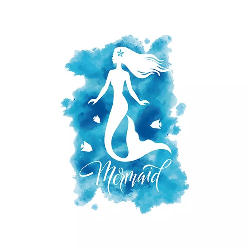 Autocolant de perete Mermaid, 50x70 cm, culoare albastru