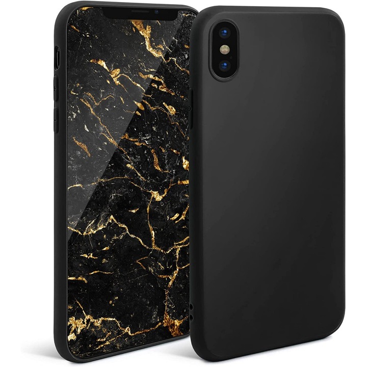 iPhone X / XS kompatibilis szilikon hátlaptok, matt, fekete