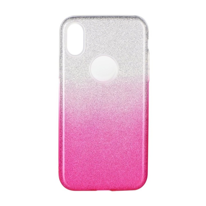 Huawei P Smart Z / Y9 Prime 2019 / Honor 9X pink-ezüst csillámos szilikon tok