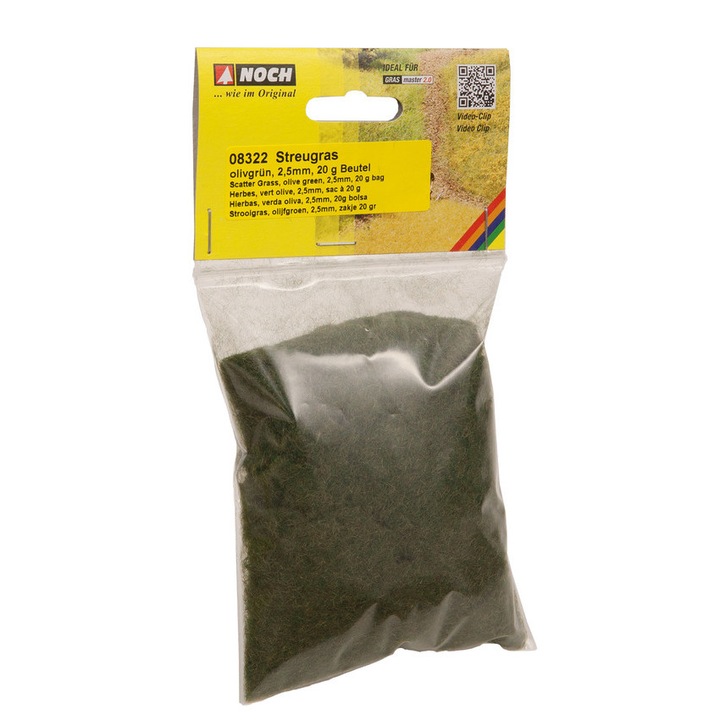 Material pentru tufisuri si pomi Noch Grass Medium green - iarba 2,5 mm 20gr NOCH 08322