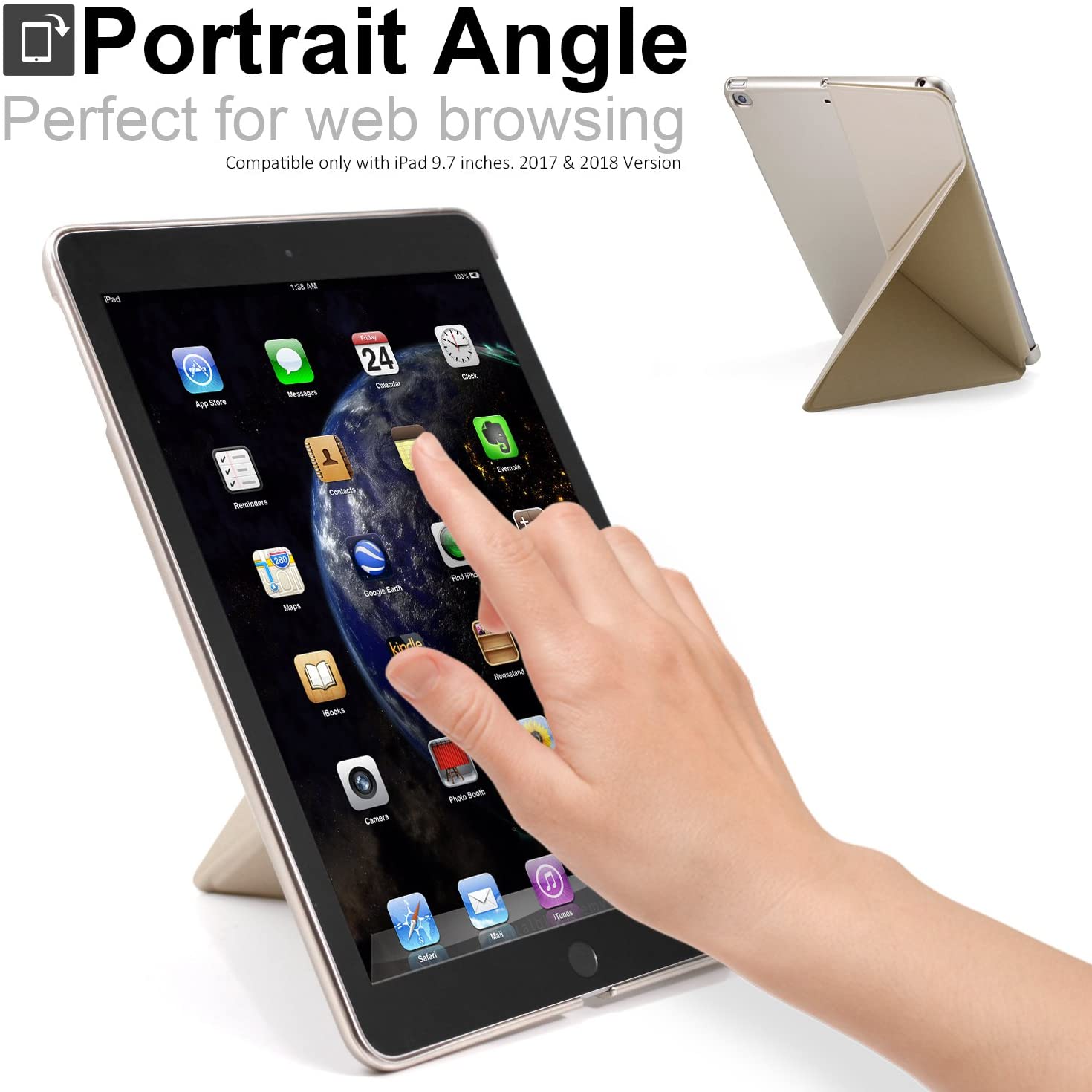 Husa origami pentru iPad 9.7 2018, KHOMO, Auriu