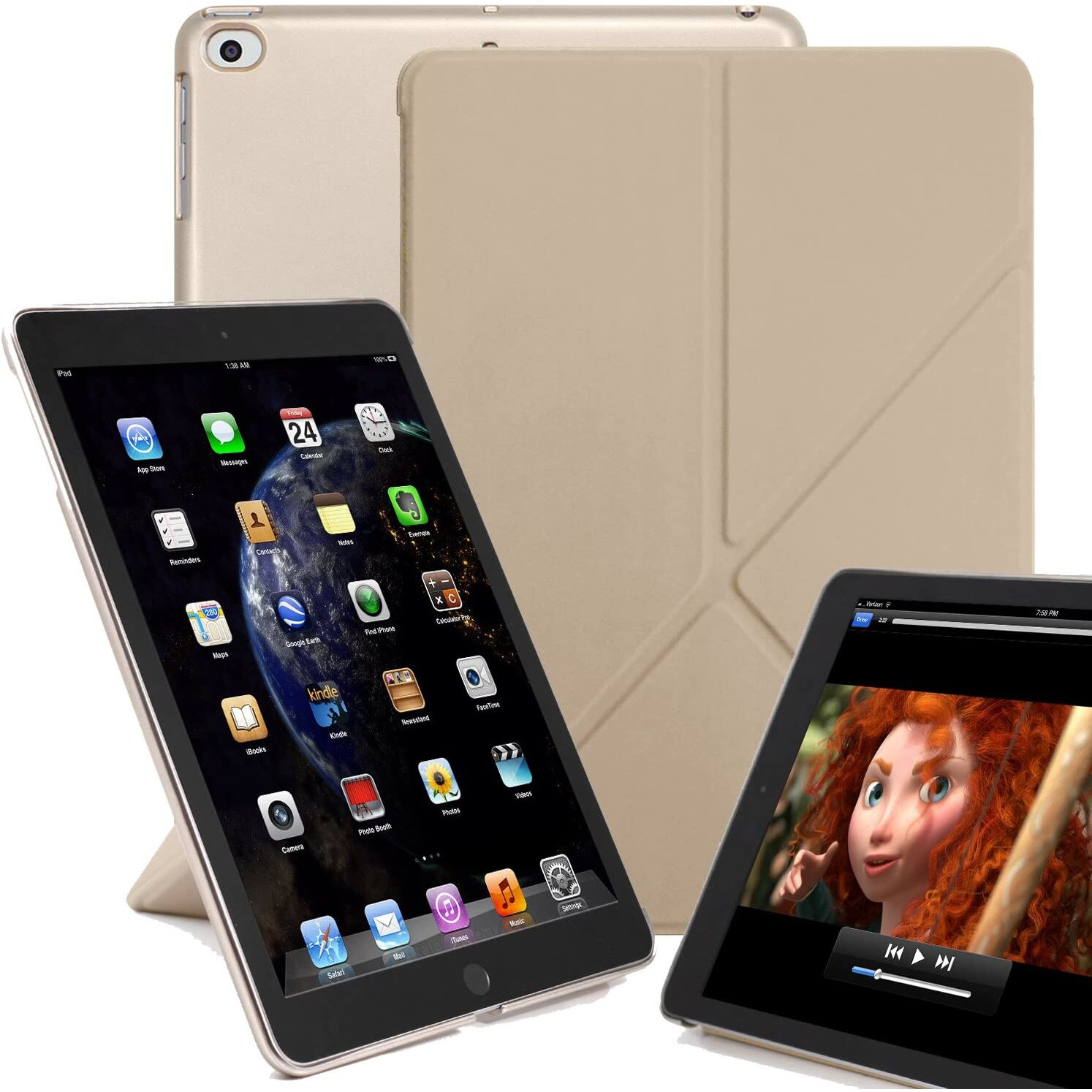 Husa origami pentru iPad 9.7 2018, KHOMO, Auriu