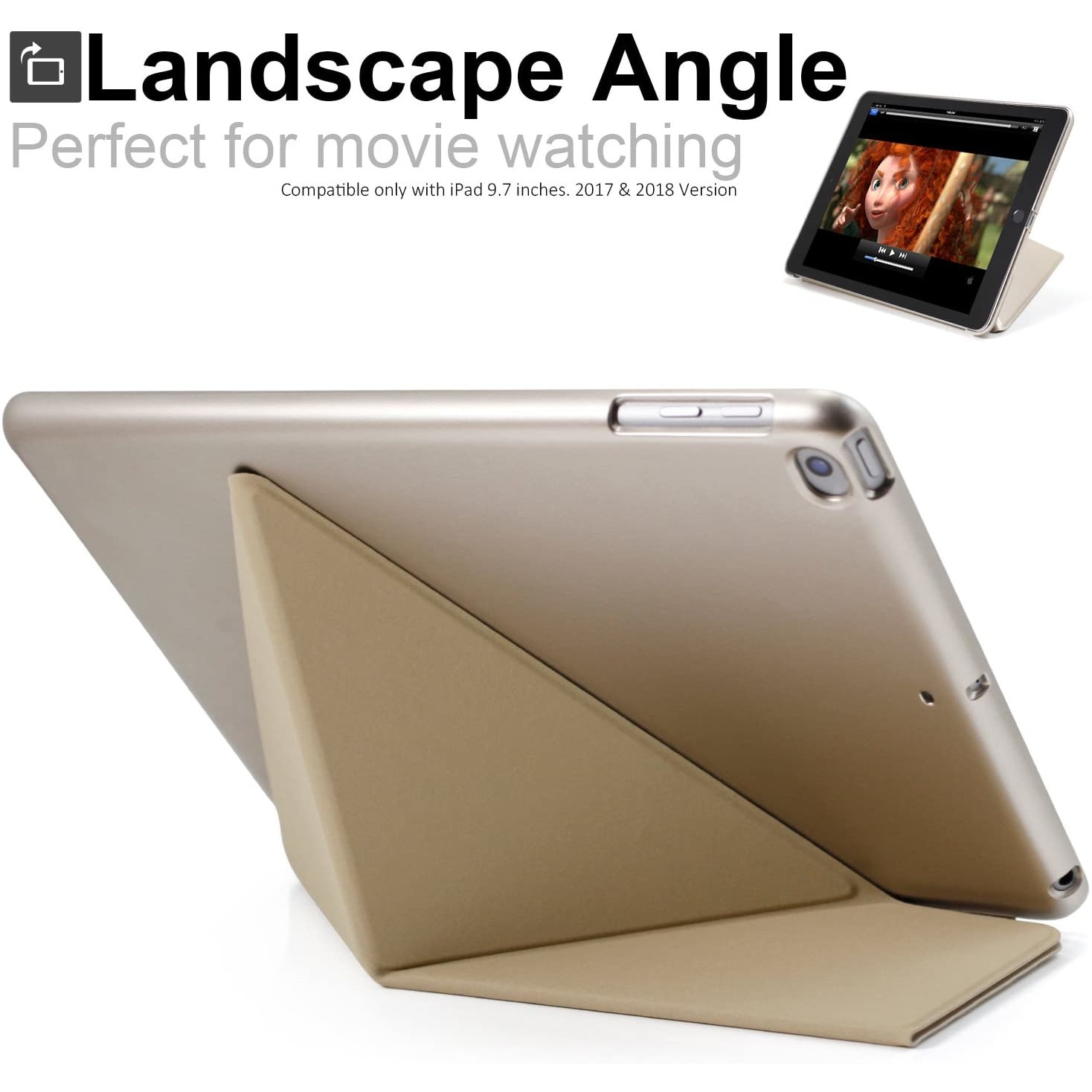 Husa origami pentru iPad 9.7 2018, KHOMO, Auriu