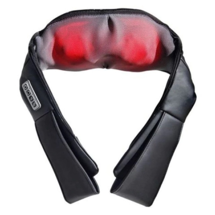 OEM nyaki és testmasszázs készülék, infravörös fűtési funkció, fekete