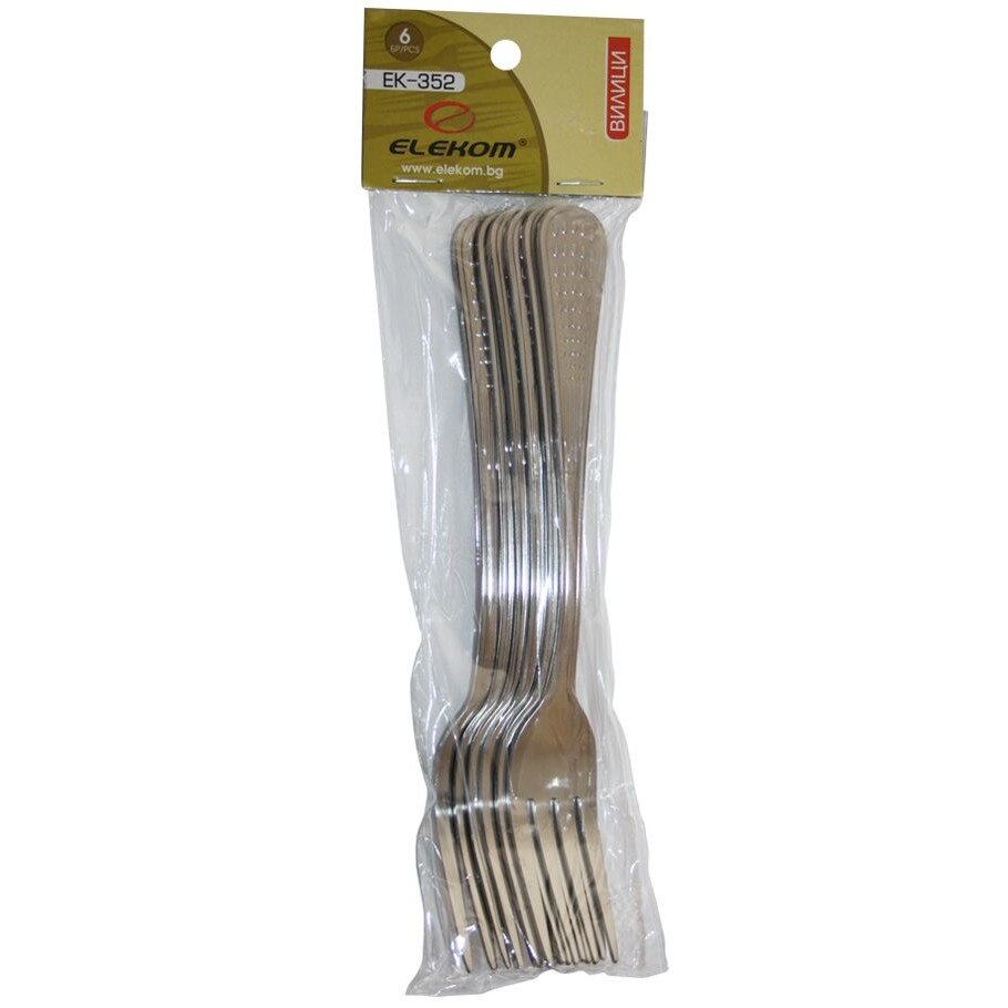 Set 6 furculite Elekom, Inox, Argintiu