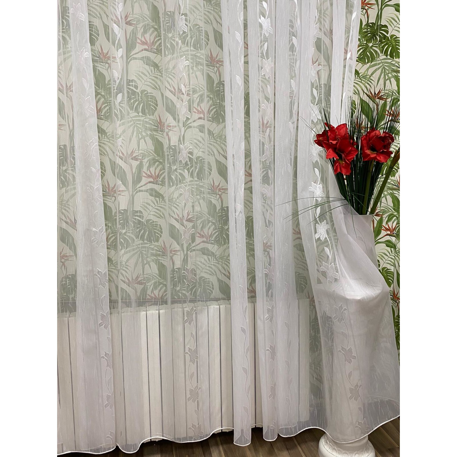 Perdea alba 500x245cm cu broderie crin imperial alb, cu rejansa by Liz Line - RD1865