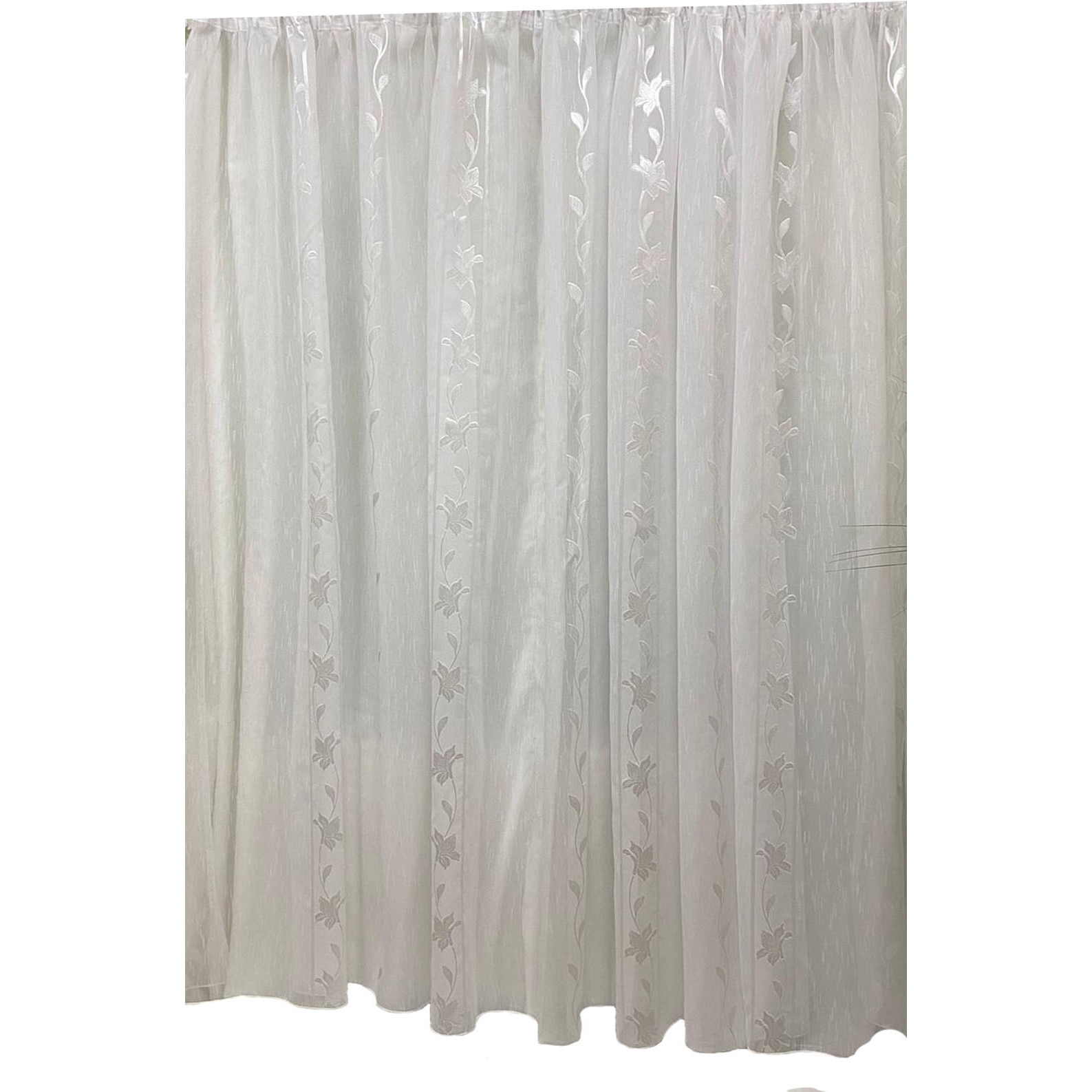 Perdea alba 400x245cm cu broderie crin imperial alb, cu rejansa by Liz Line - RD1864