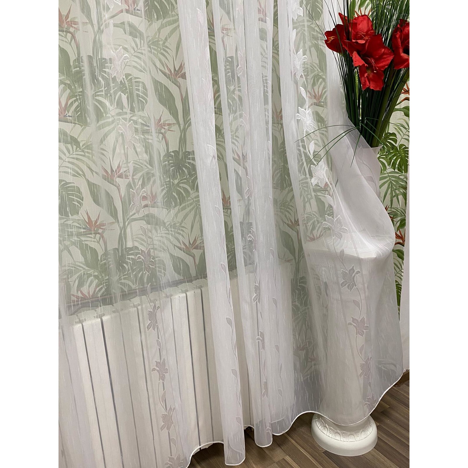 Perdea alba 600x245cm cu broderie crin imperial alb, cu rejansa by Liz Line - RD1866