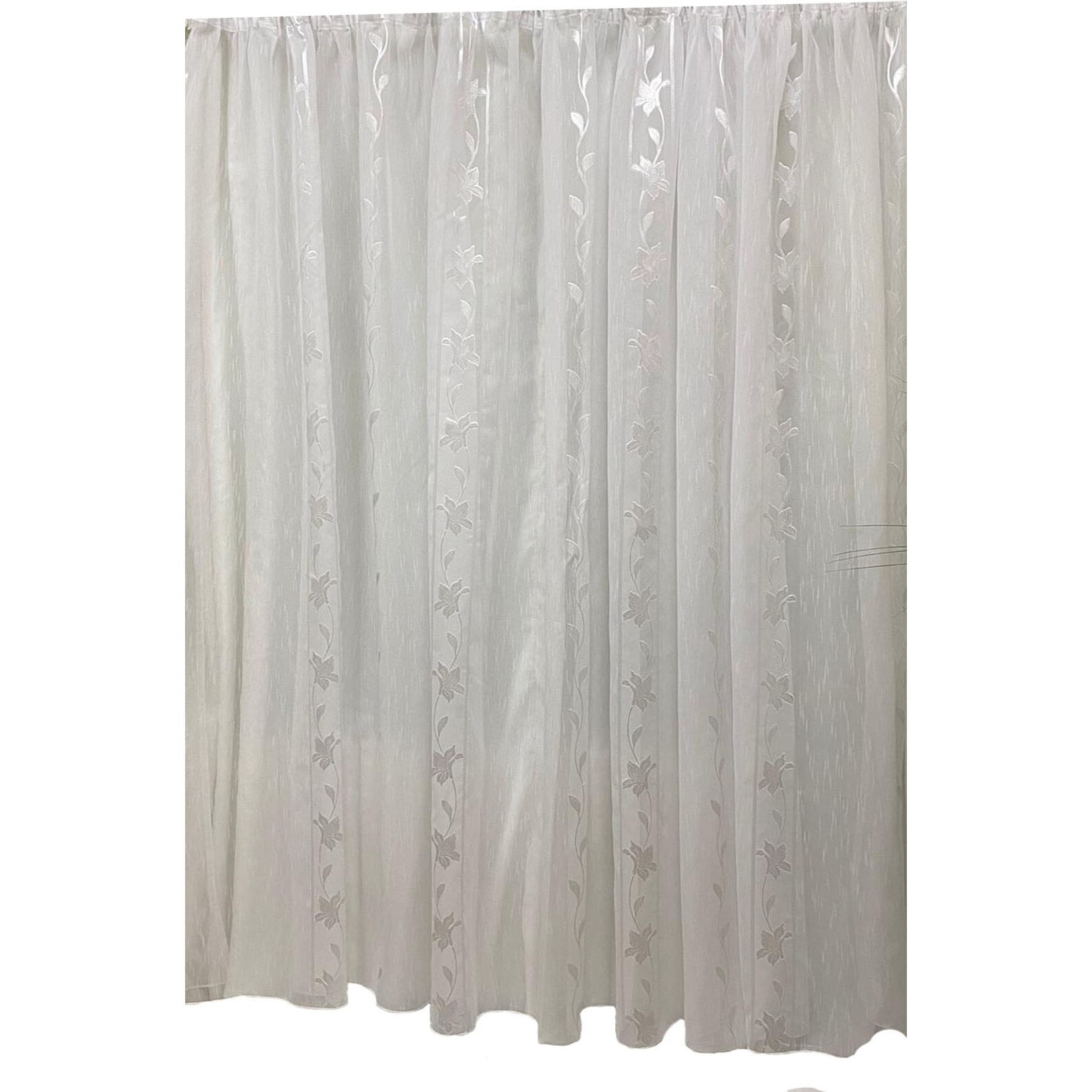 Perdea alba 900x245cm cu broderie crin imperial alb, cu rejansa by Liz Line - RD1869