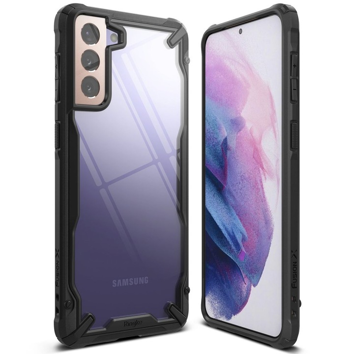 AZIAO Tech X Design Case за Samsung Galaxy S21 Plus, Fusion Smart Protection, Anti-Impact, Extra Grip Texture, Anti-Drop Test, Military-Grade Protection, Titanium Black
