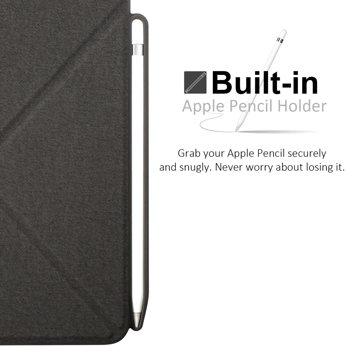 Husa origami cu suport stylus pentru iPad 9.7 2018, KHOMO, Policarbonat, Gri