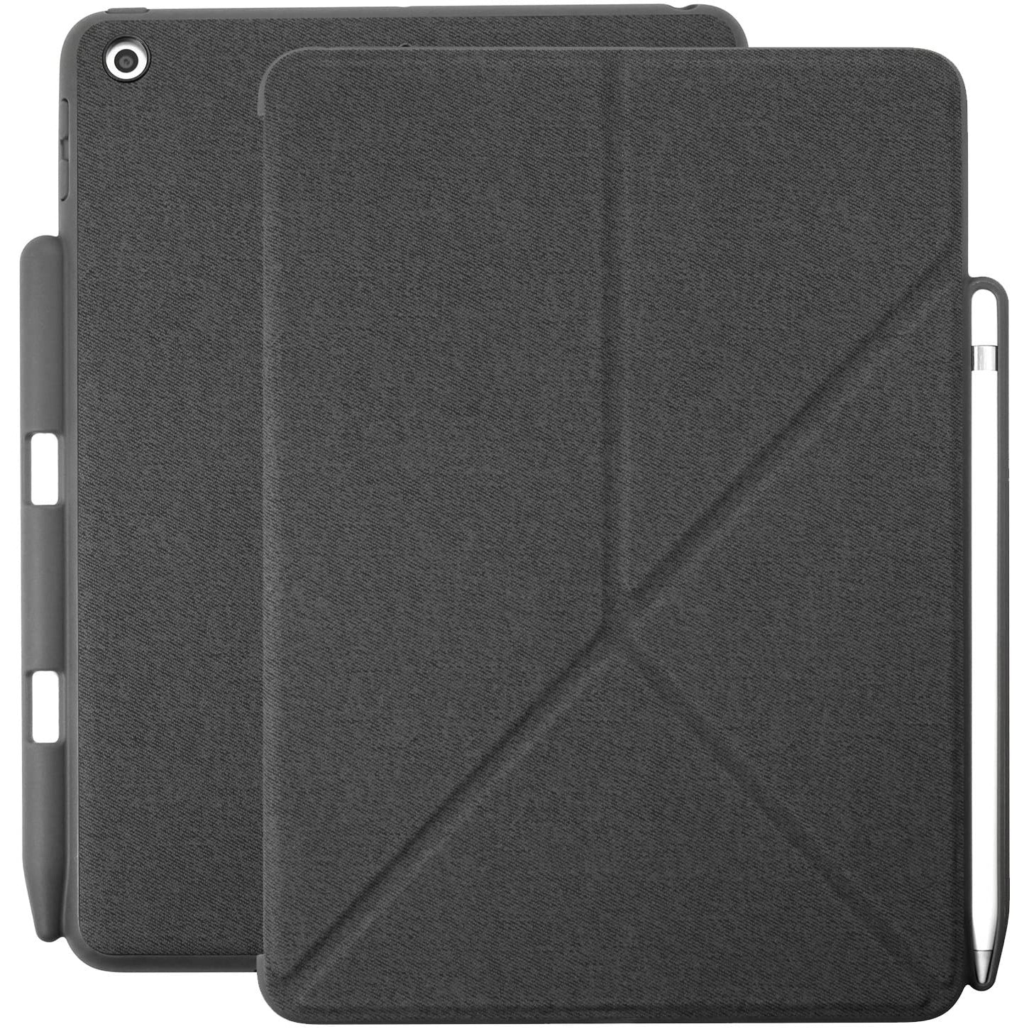 Husa origami cu suport stylus pentru iPad 9.7 2018, KHOMO, Policarbonat, Gri