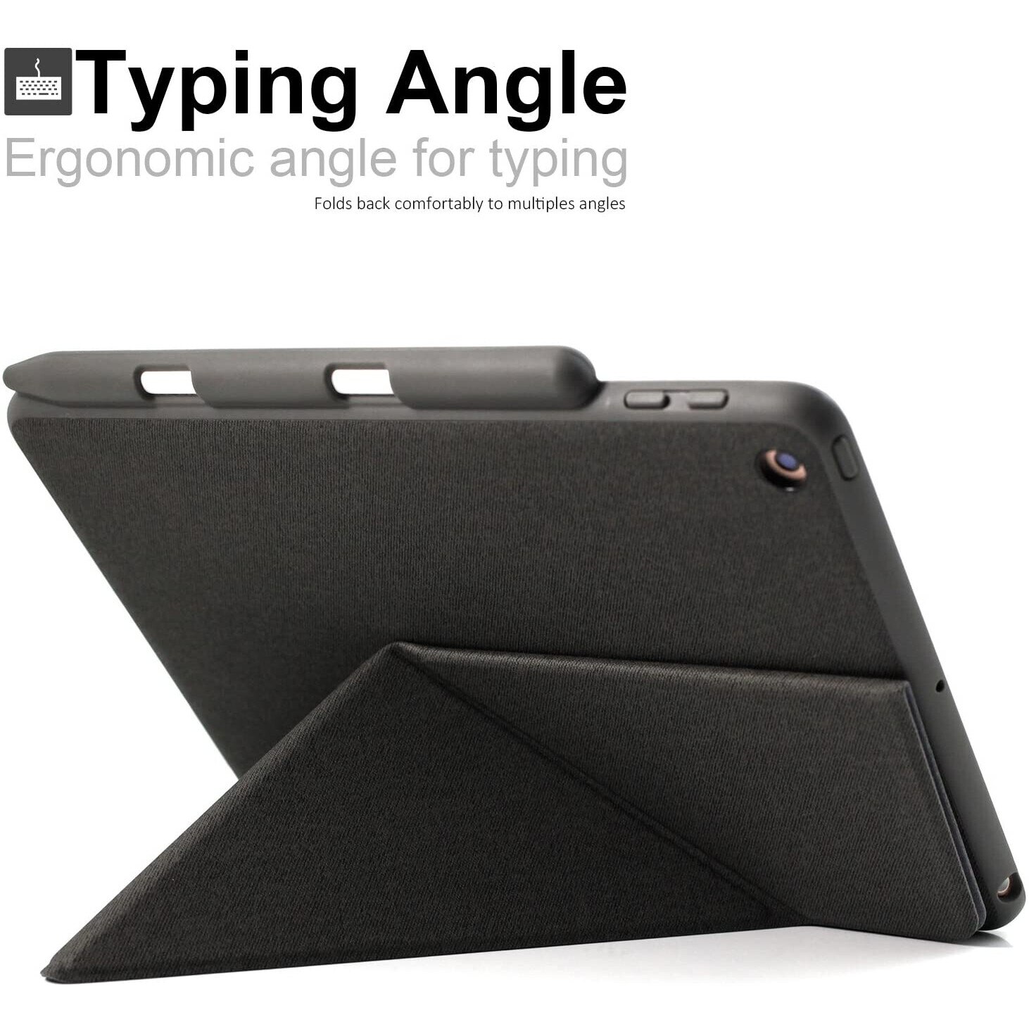 Husa origami cu suport stylus pentru iPad 9.7 2018, KHOMO, Policarbonat, Gri