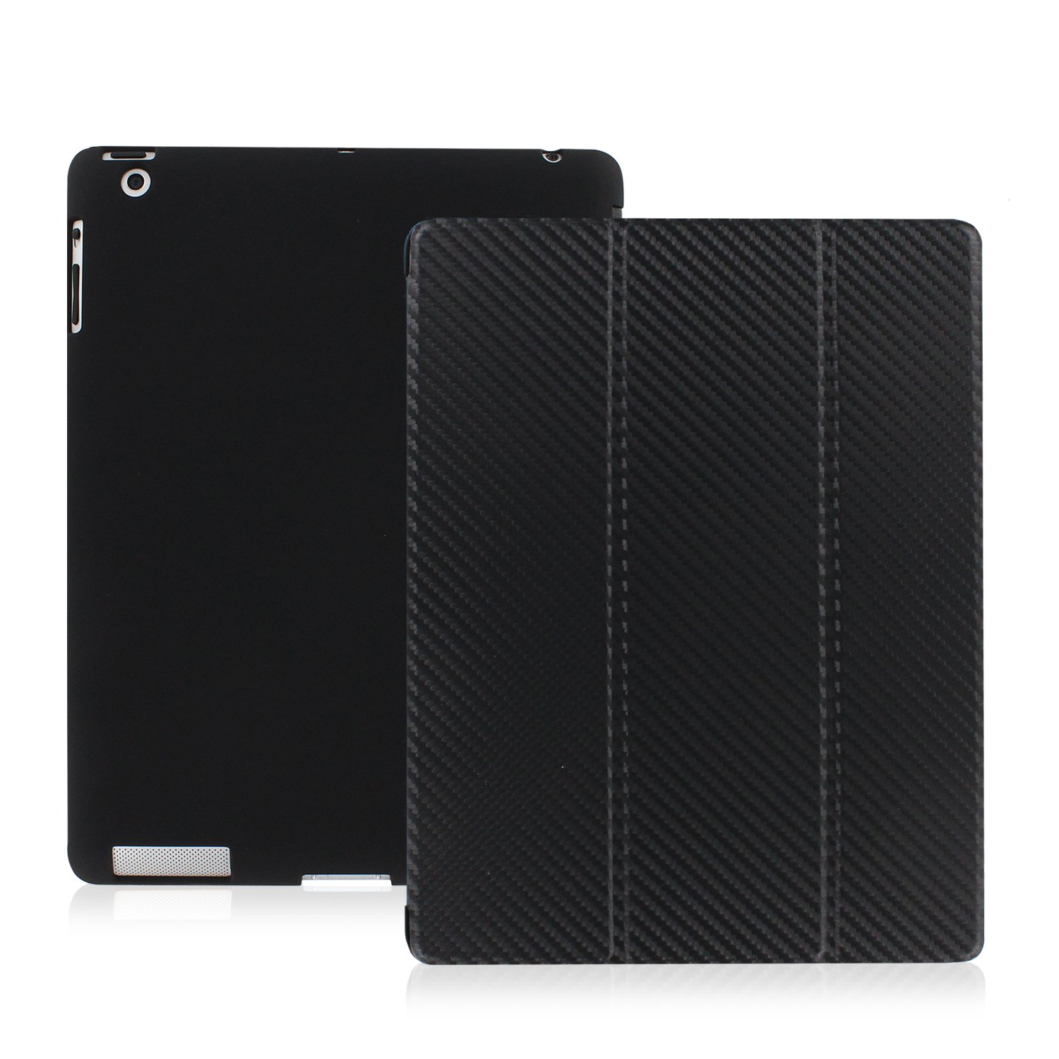 Husa de protectie UltraSlim KHOMO pentru iPad 2/3/4, Fibra de carbon, Negru