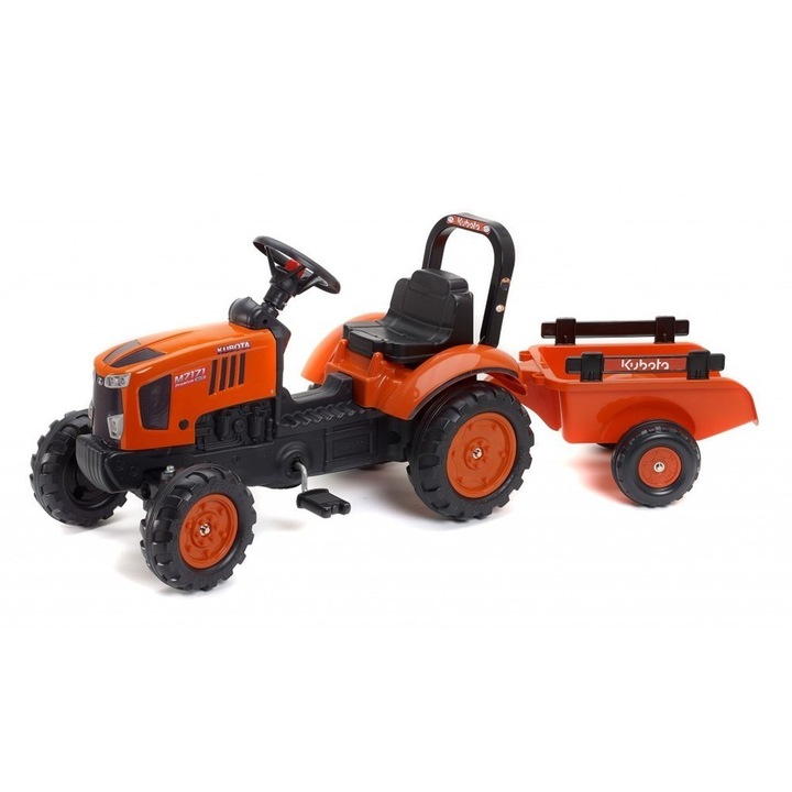 Играчка Falk, Детски трактор Kubota с ремарке и педали, оранжев