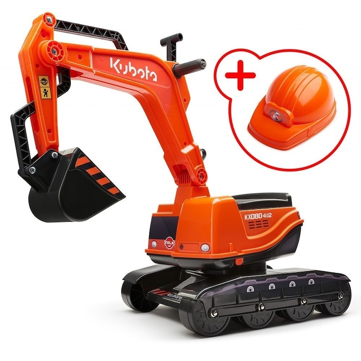 Играчка Falk, Детски багер Kubota и каска, оранжев