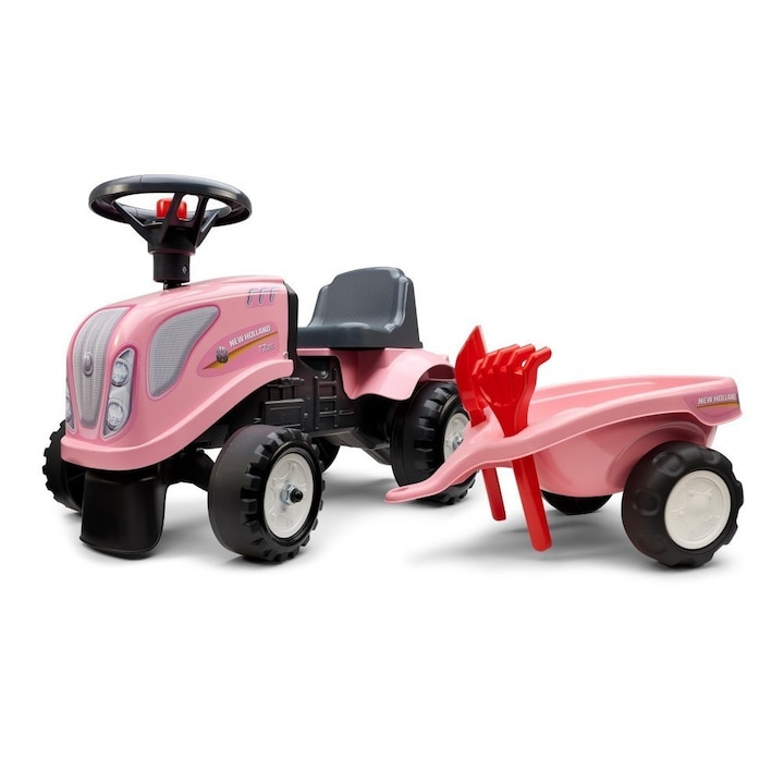Играчка Falk, Бебешки трактор с ремарке Komatsu, гребло и лопатка, розов