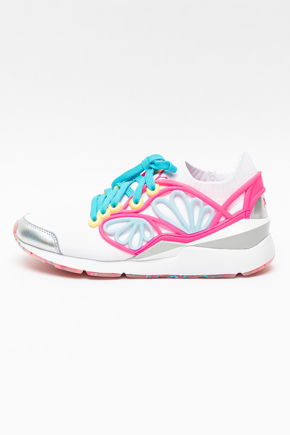 Puma, Pantofi sport slip-on cu design colorblock Pearl Cage, Alb/Roz/Albastru, 4