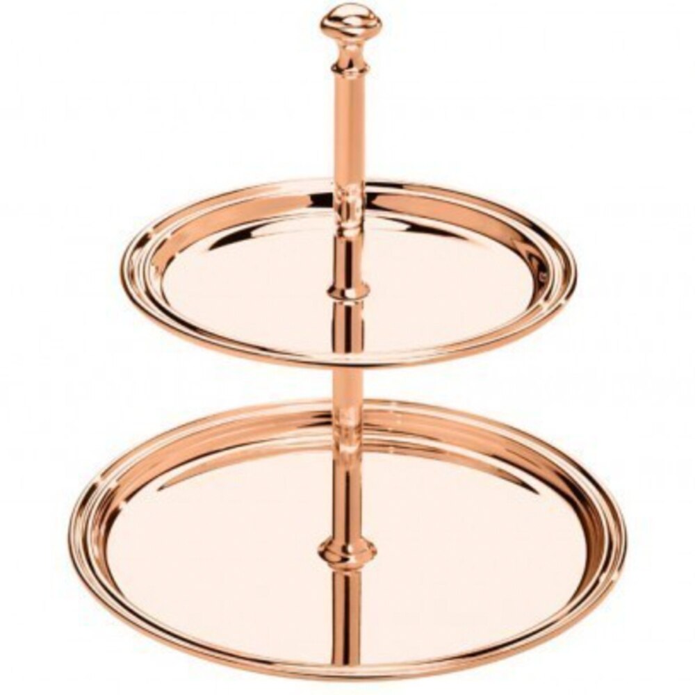 Platou etajat Elegance, cu 2 niveluri pentru prajituri/candy bar, h 23 cm, placat cu cupru