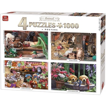 Puzzle King Colectia Animale 4 buc * 1000 piese Puzzle King Colectia Animale 4 buc * 1000 piese