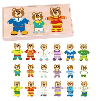 Puzzle din lemn Imaginarium Teddy Family Puzzle cu familia de ursi, 56 de piese pentru a le potrivi la 18 modele diferite Puzzle din lemn Imaginarium Teddy Family Puzzle cu familia de ursi, 56 de piese pentru a le potrivi la 18 modele diferite