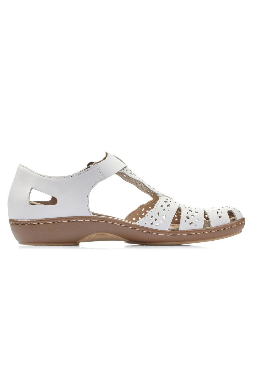 Pantofi dama, Rieker, piele naturala, model perforat, Alb