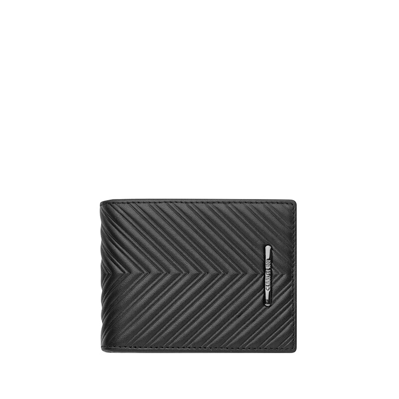 Portofel barbatesc, piele in relief, 10x8cm, negru