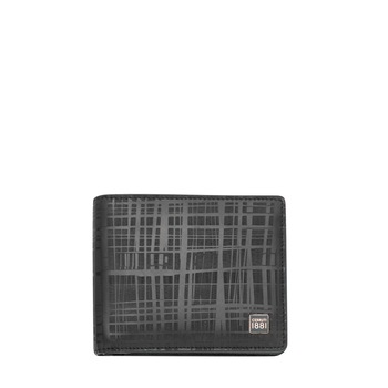 Portofel din piele naturala, imprimeu, 11x9cm, Negru Portofel din piele naturala, imprimeu, 11x9cm, Negru