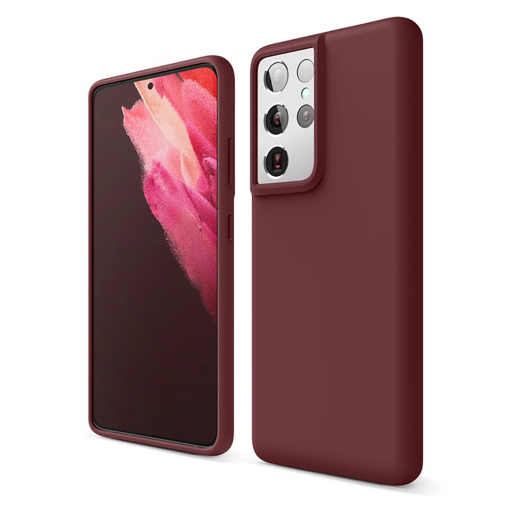 Husa de protectie din silicon pentru Samsung Galaxy S21 Ultra 5G, Visiniu