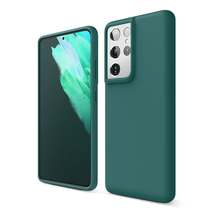 Силиконов предпазен калъф Slim Optim Ultra Protect за Samsung Galaxy S21 Ultra 5G, зелен