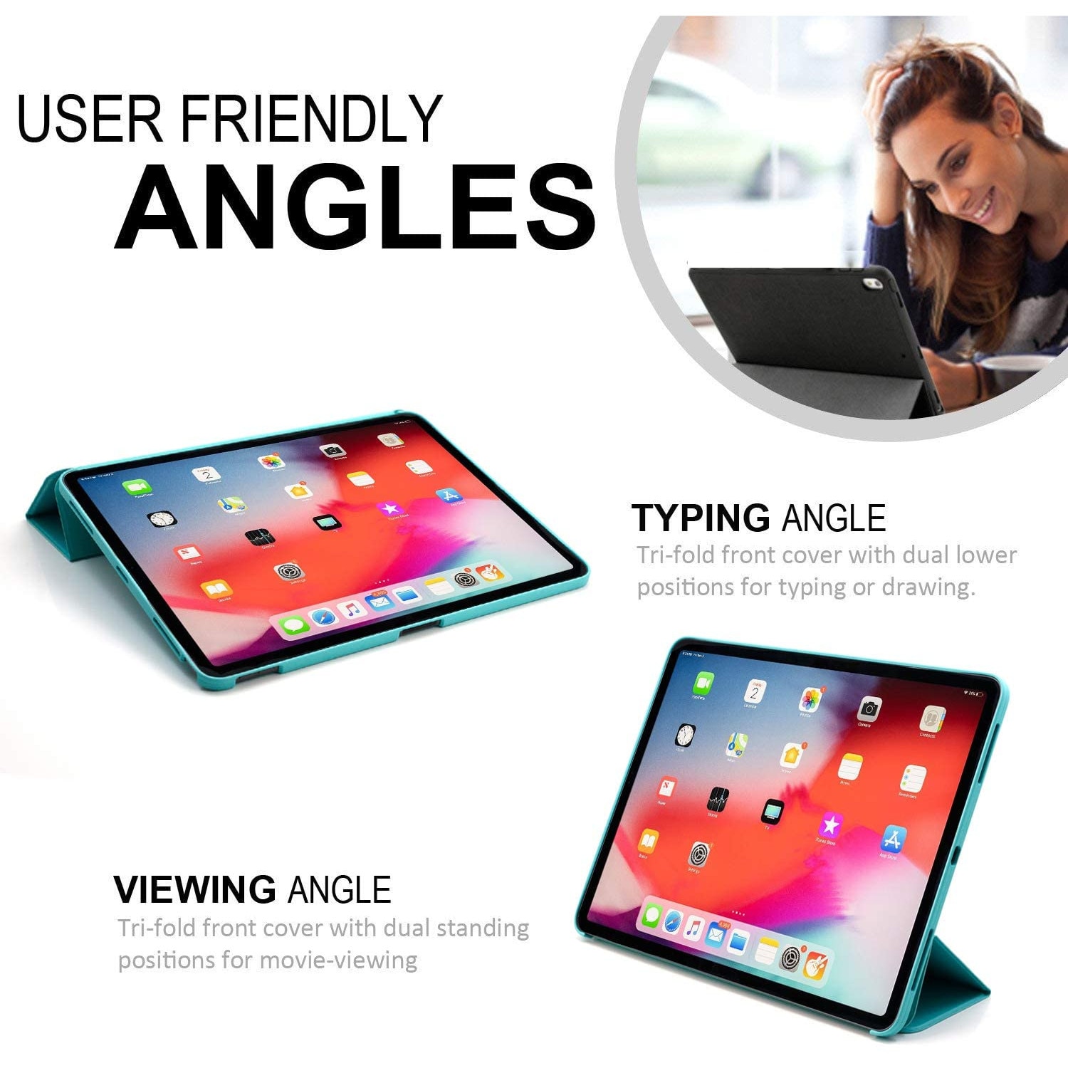 Husa pentru iPad Pro 2018, 12.9 inch, Khomo, Albastru