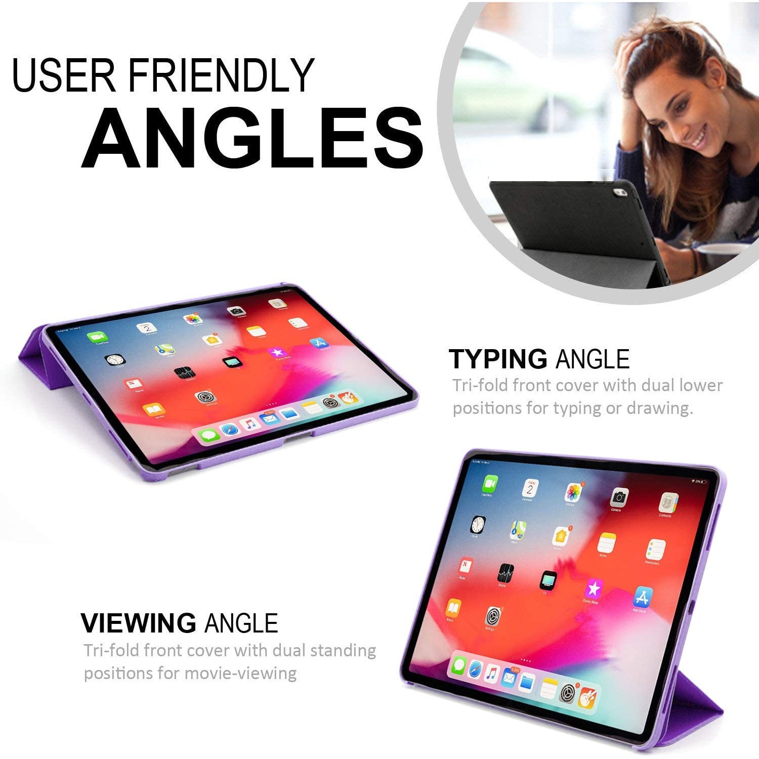 Husa pentru iPad Pro 2018, 12.9 inch, Khomo, Mov