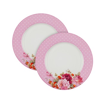 Set de portelan farfurii cu flori, Lancaster, 19.5cm diametru Set de portelan farfurii cu flori, Lancaster, 19.5cm diametru