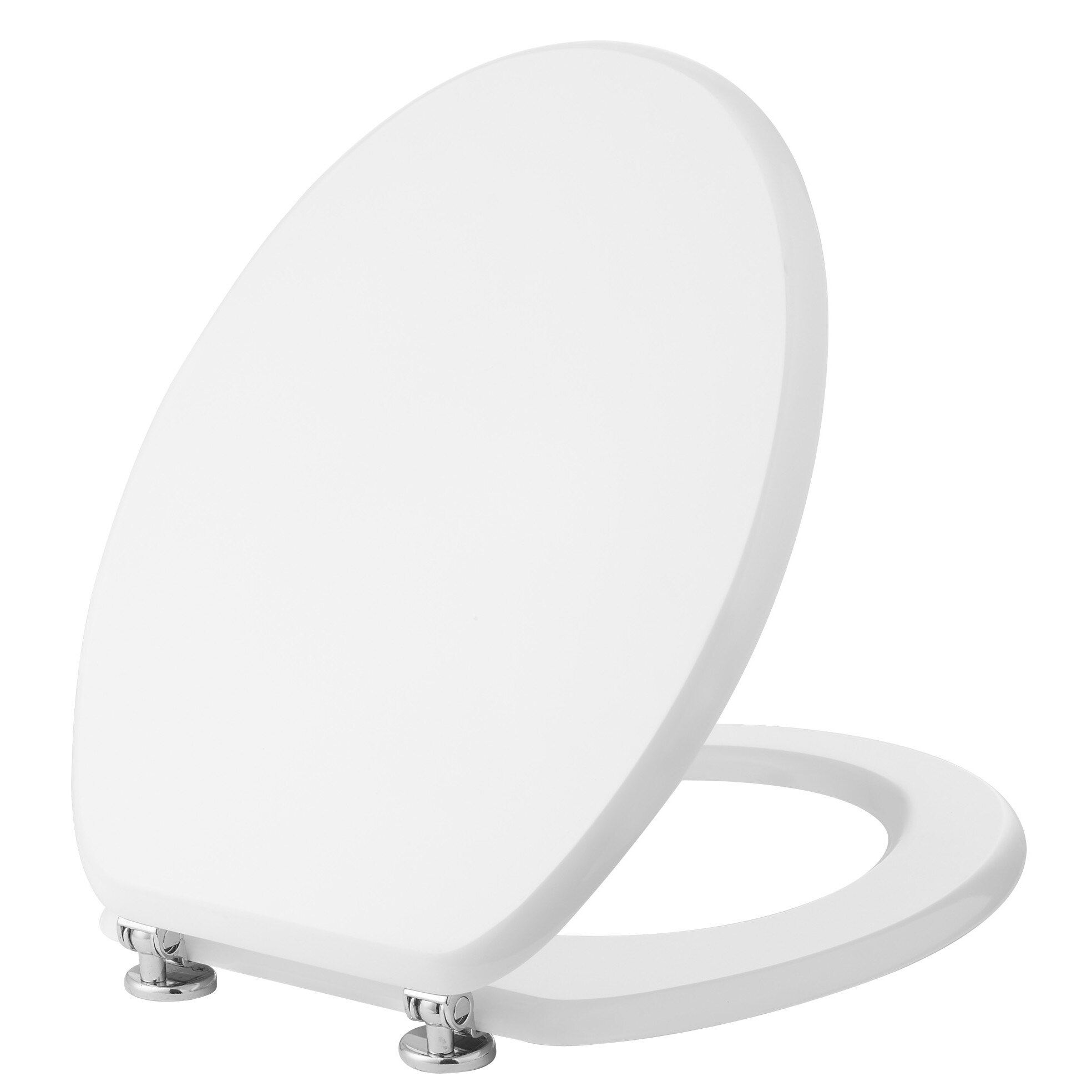 Capac WC universal, CR Legno, rotunjit, MDF, alb, balamale metalice