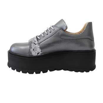 Pantofi Dama cu Siret Amanda, Mateo Shoes, Talpa Groasa, Gri Pantofi Dama cu Siret Amanda, Mateo Shoes, Talpa Groasa, Gri