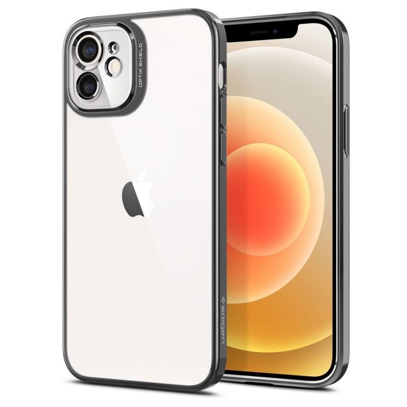 Carcasa Spigen Optik Crystal compatibila cu iPhone 12 Chrome Grey