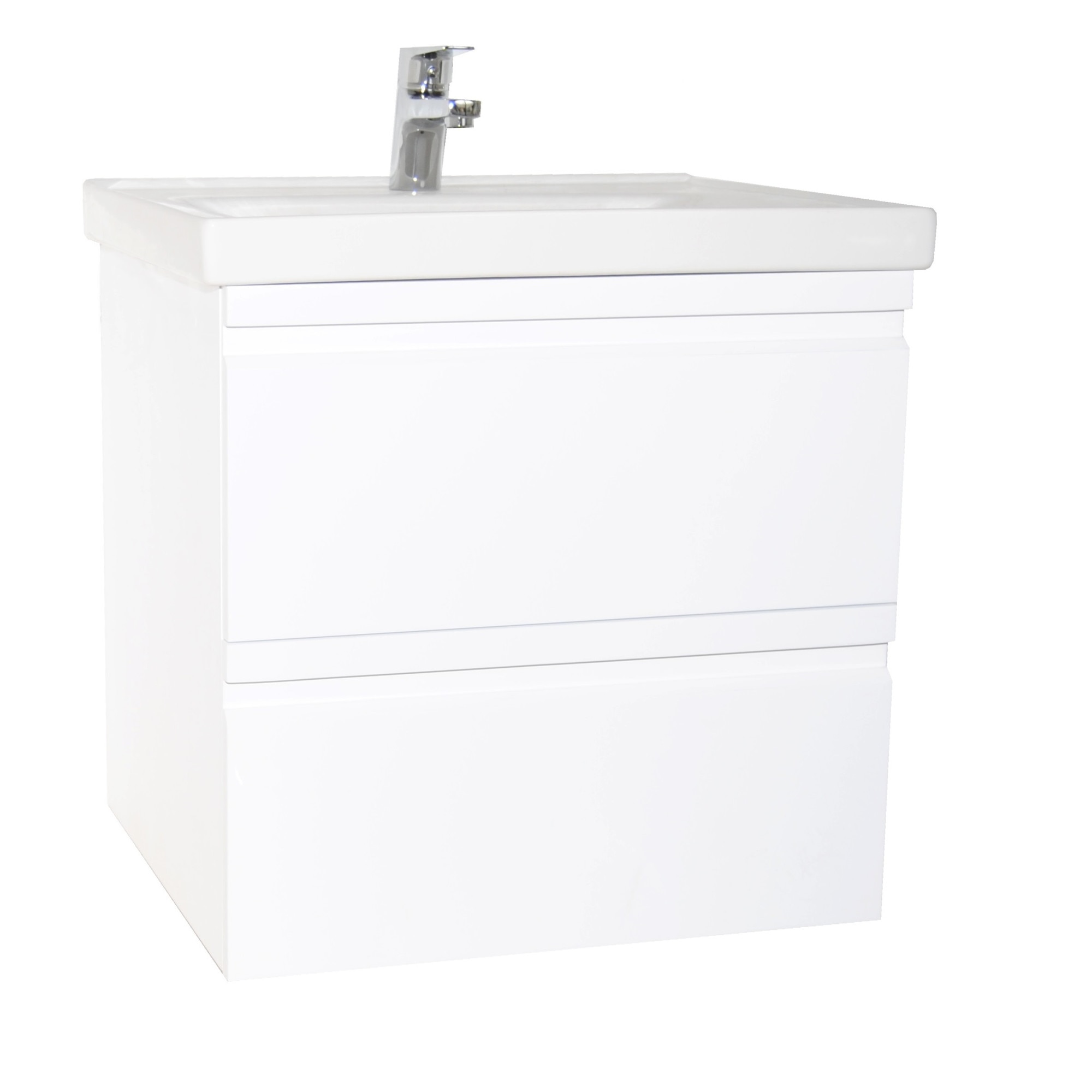 Baza si lavoar , Badenmob , seria 786 - 55x54x45cm , suspendat cu sertare , Alb