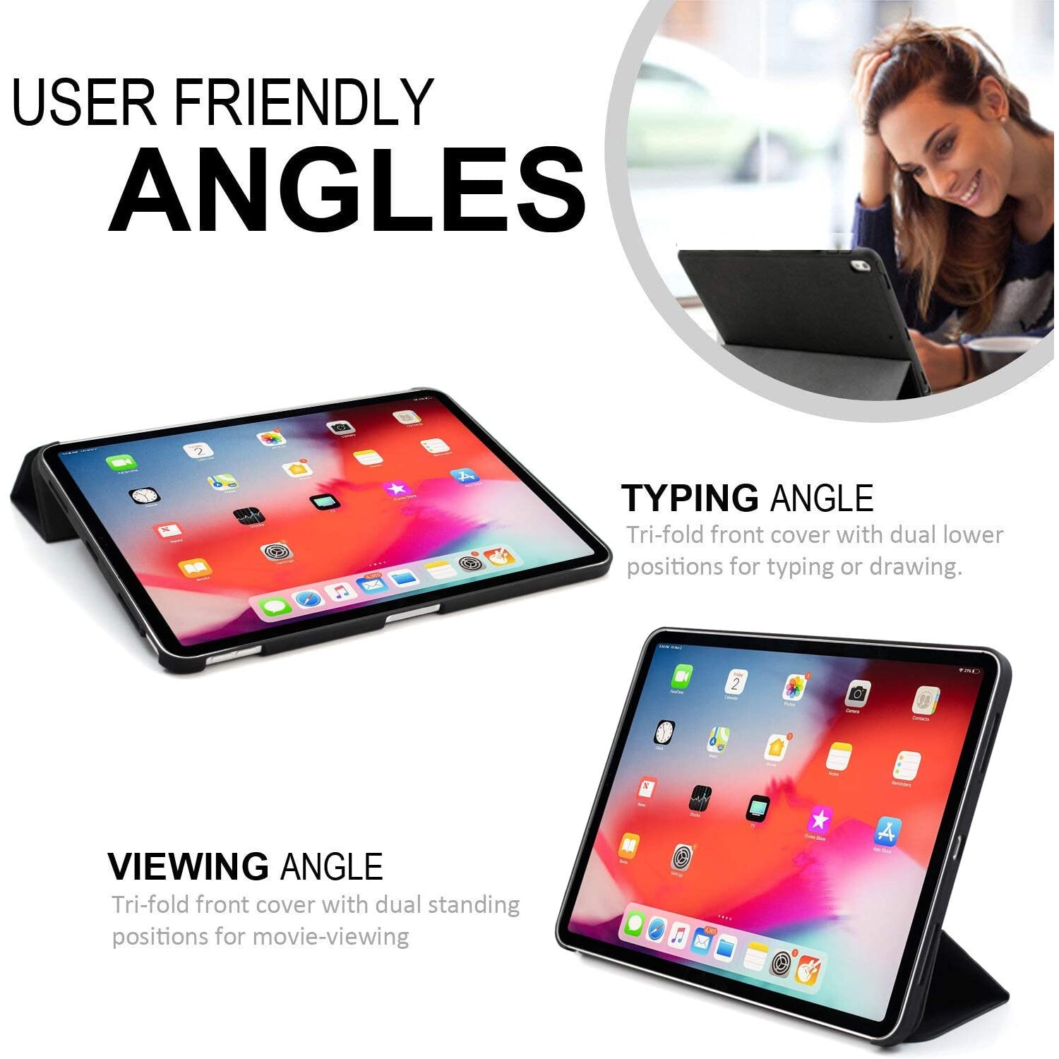 Husa pentru iPad Pro 2018 12.9", Khomo, Negru
