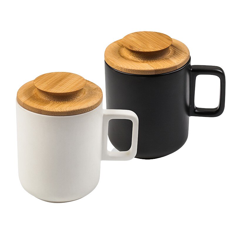 Set de ceramica 2 cesti cu capac bambus Lancaster, 310ml