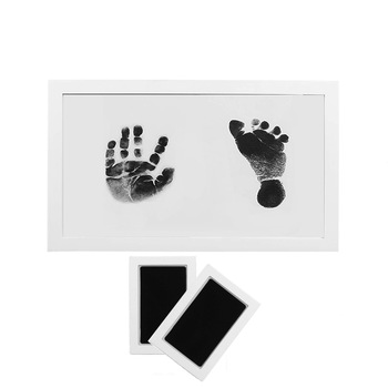 Set de rama foto si 2 kit-uri de amprente pentru manuta si piciorus bebelus, cu cerneala, fara murdarie, Aexya, Alb, 23 x 17.5 cm Set de rama foto si 2 kit-uri de amprente pentru manuta si piciorus bebelus, cu cerneala, fara murdarie, Aexya, Alb, 23 x 17.5 cm