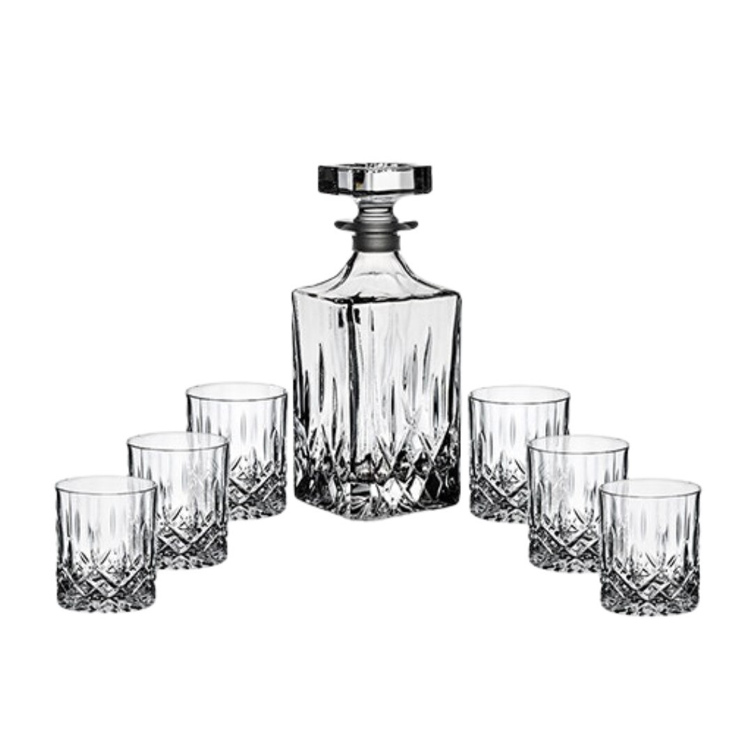 Set 6 pahare cristal de whisky si garafa, 