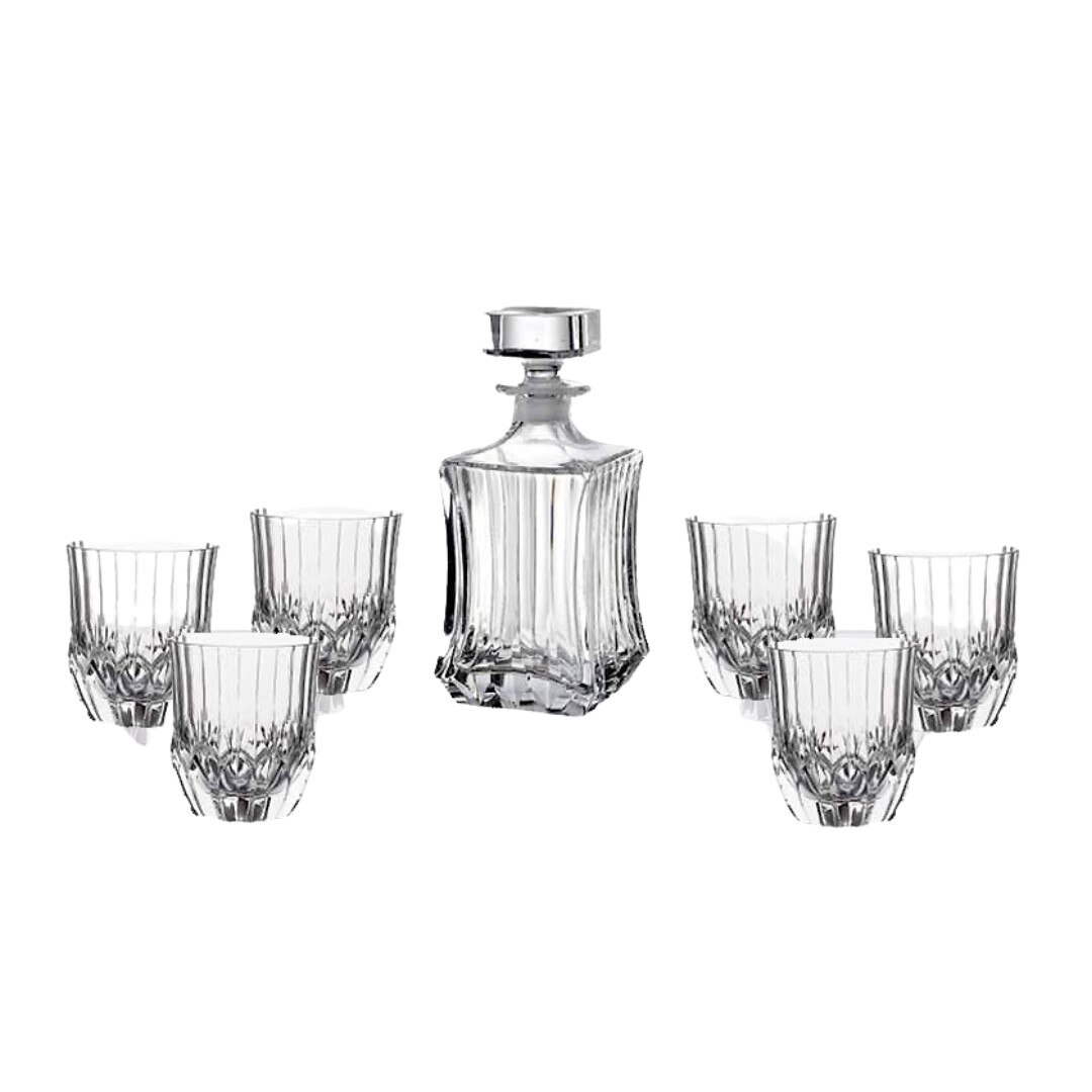 Set 6 pahare sticla de whisky si garafa, 