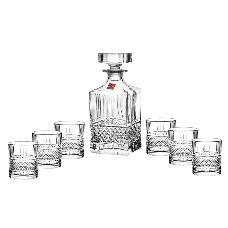 Set 6 pahare cristal de whisky si garafa, 