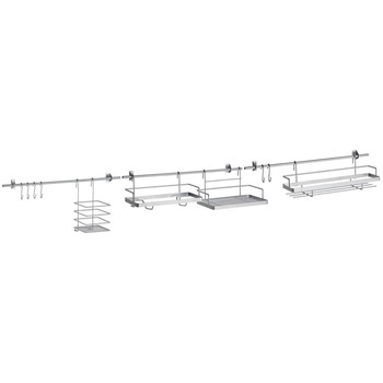 Set modular agatatori si etajere pentru bucatarie, 150x15 cm, Arly, Metal Set modular agatatori si etajere pentru bucatarie, 150x15 cm, Arly, Metal